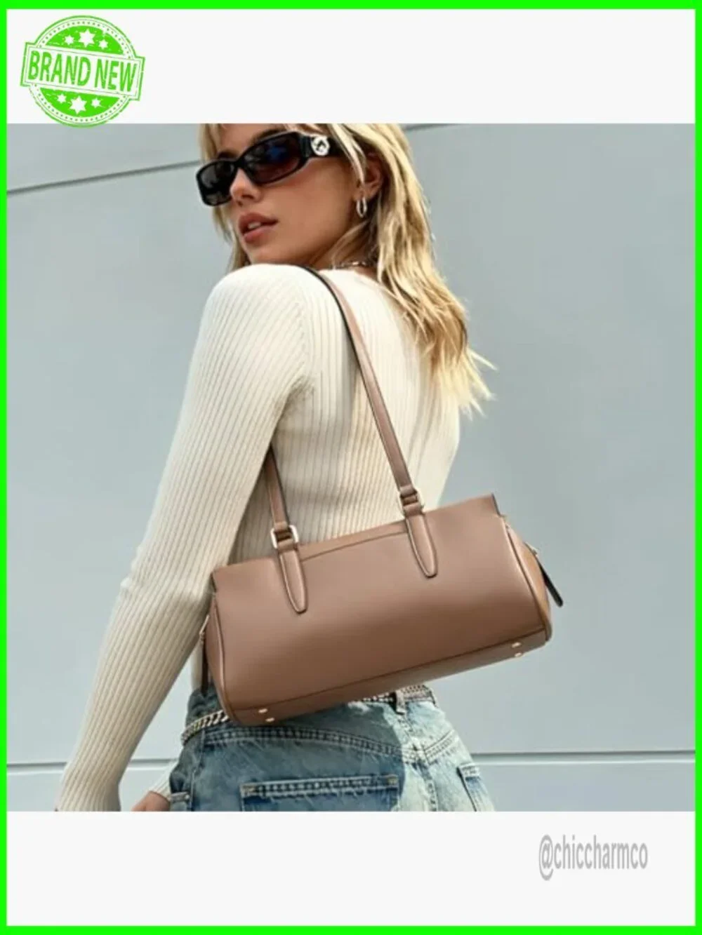 Medium Vegan Leather Hobo Bag with 3 Compartments & 6 Pockets